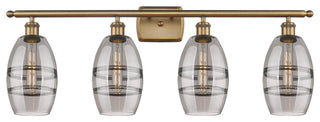Ballston-Vaz 4-Light 36" Bath Vanity Light, Brushed Brass, Light Smoke