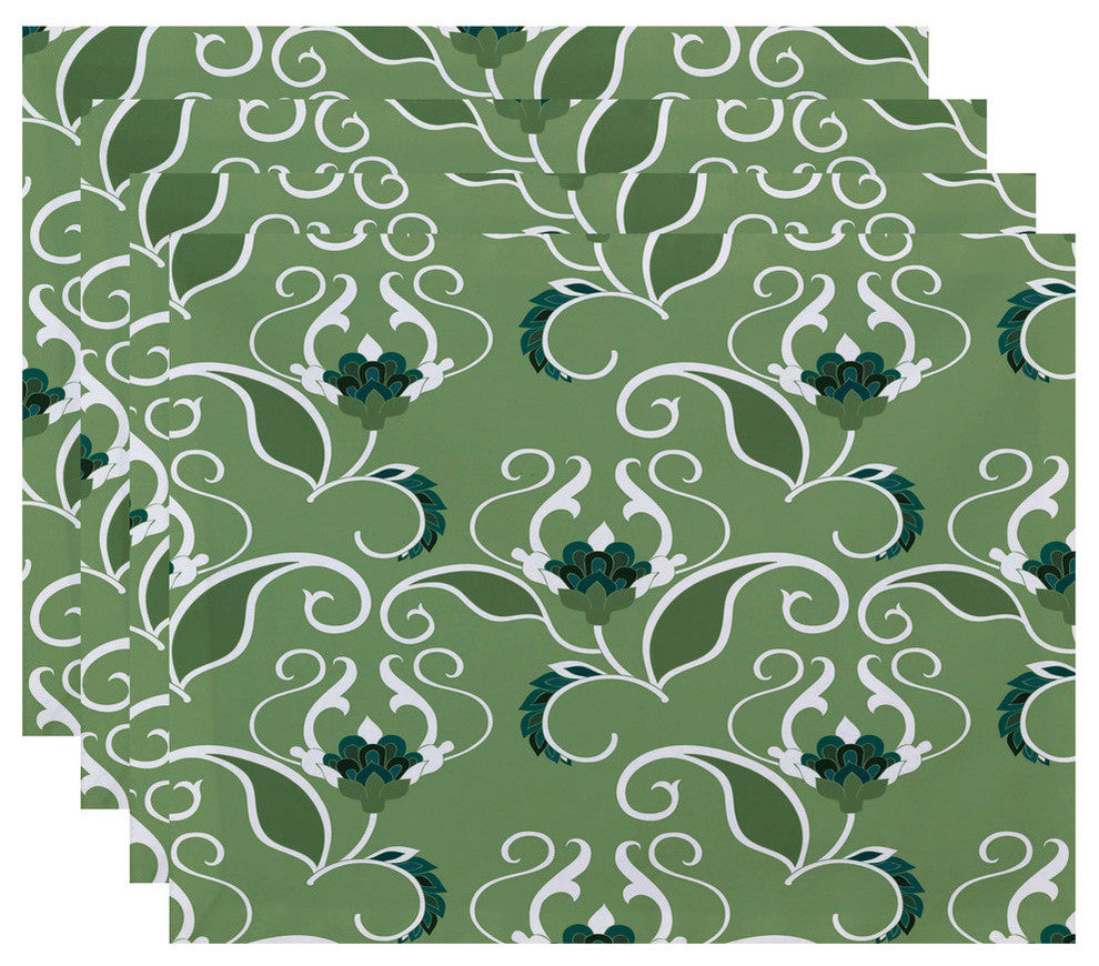 West Indies, Floral Print Placemat, Green