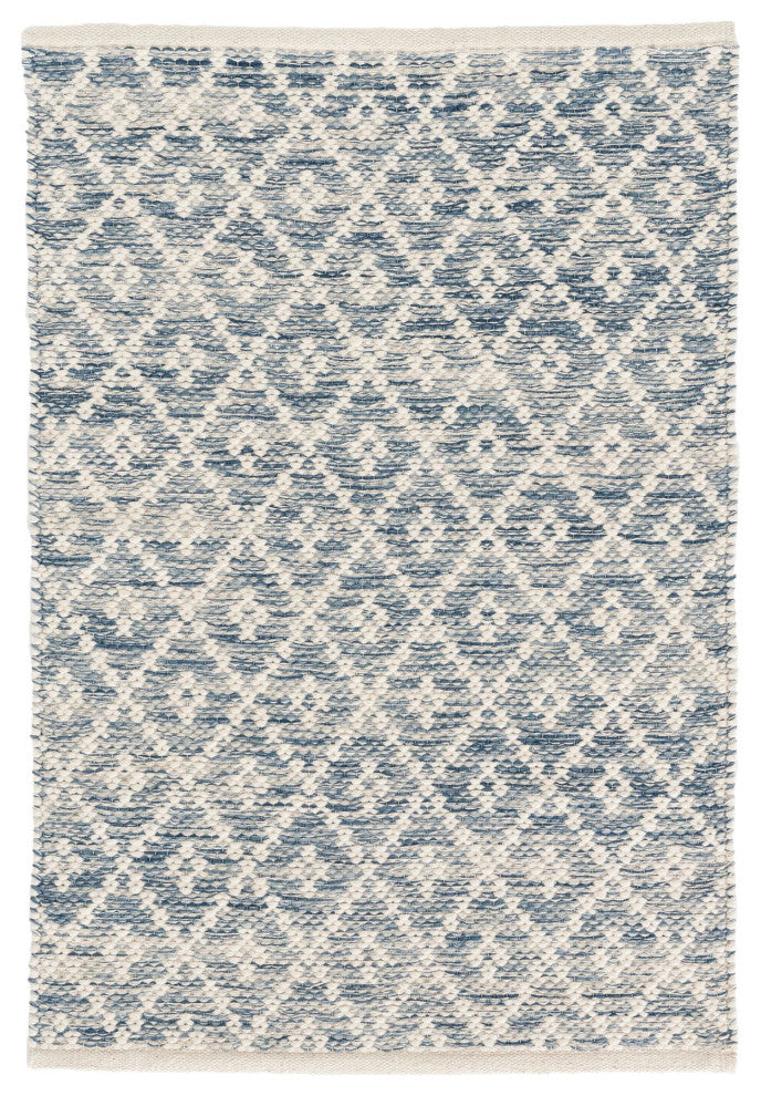 Dash & Albert Melange Diamond Blue Handwoven Cotton Rug, Blue, 2' x 3'