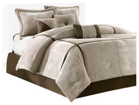 Madison Park Micro Corduroy Fabric-Pieced Comforter 7-Piece Set, King