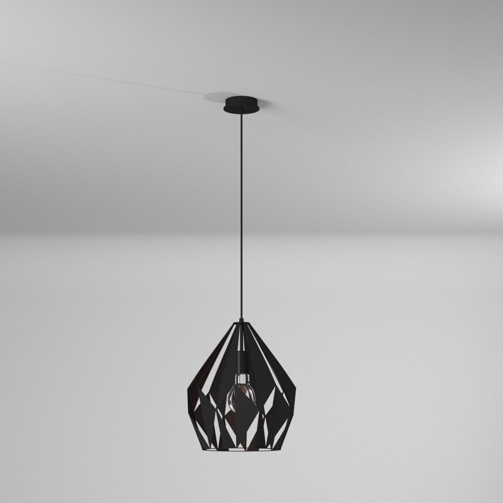 1x60W Pendant With A Black Outer Finish and Copper Interior Finish, Copper