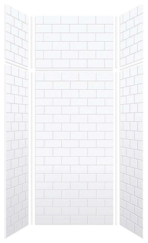 Transolid SaraMar 36"x36"x96" 6-Piece Shower Wall Kit with Extension, White