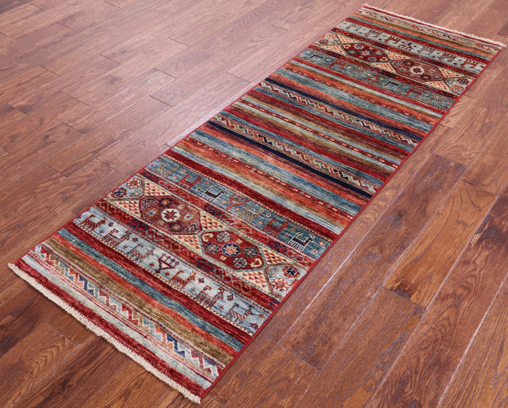 Hand-Knotted Tribal Persian Gabbeh Runner Rug 2' 2" X 6' 7" Q11007