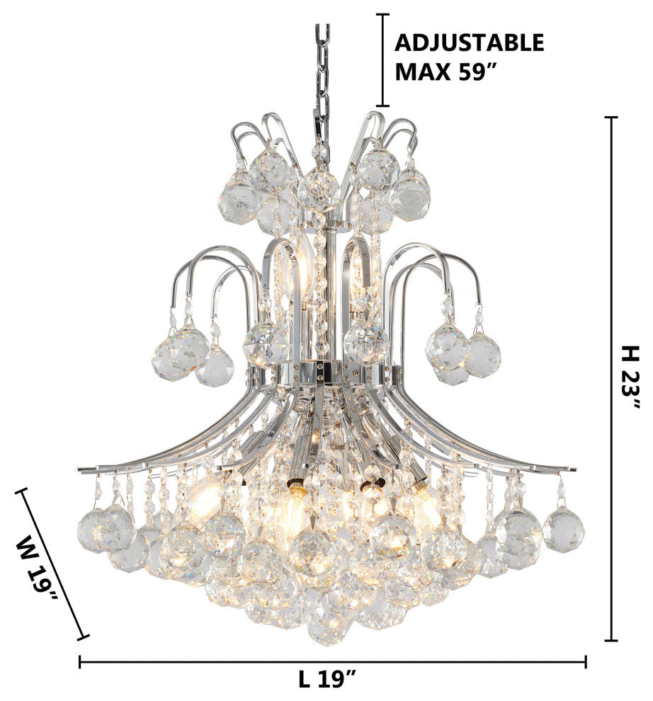 Bethel International BET03C19CH 10-Light Chandelier, Chrome