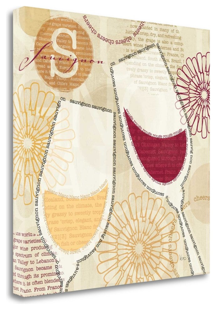"Wine Script II" By Veronique Charron, Giclee Print on Gallery Wrap Canvas