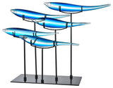 5 Blue Fish Handcrafted Art Glass Figurine