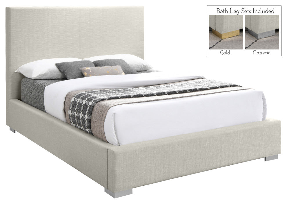 Crosby Linen Upholstered Bed, Beige, Queen