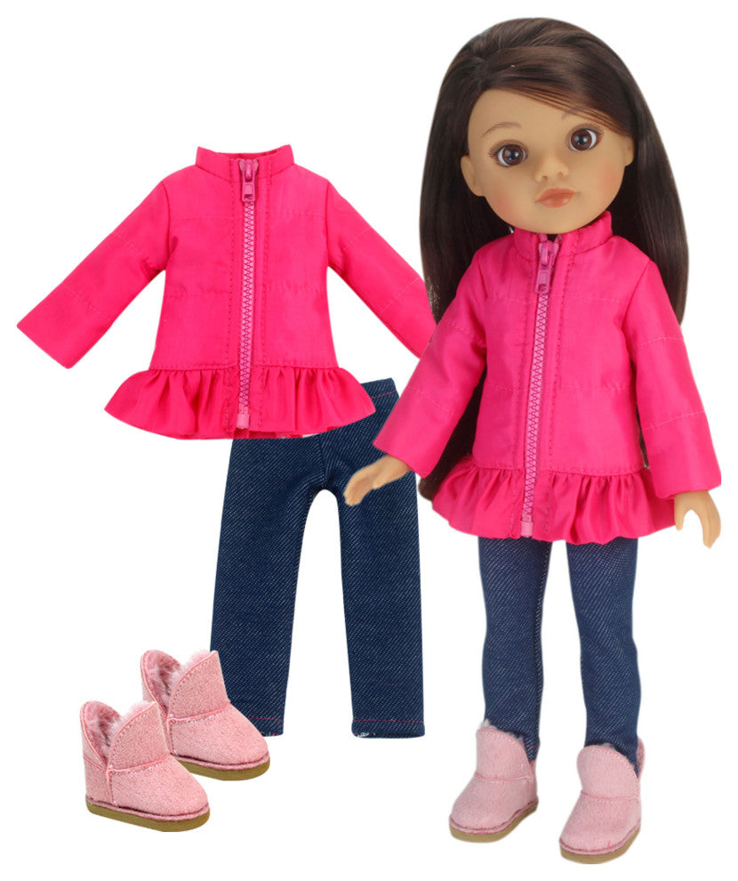 3 Pcs Winter Outfit with Boots for 14.5" Doll