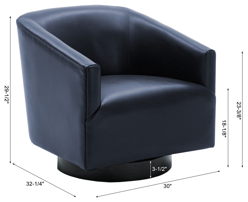 Geneva Charcoal Wood Base Swivel Chair, Midnight Blue