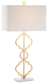Selina 32" Iron Ogee Trellis Modern LED Table Lamp, Gold  by JONATHAN  Y