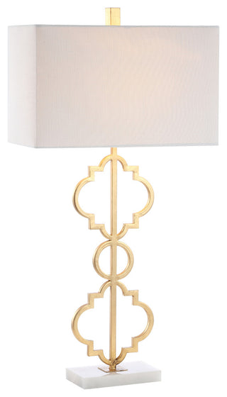 Selina 32" Iron Ogee Trellis Modern LED Table Lamp, Gold  by JONATHAN  Y