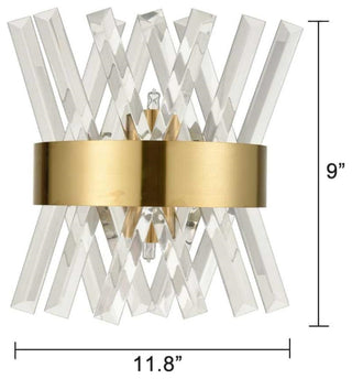Modern Brass Crystal Wall Sconce Lighting Fixture 2 Pack