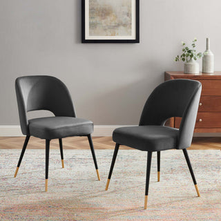 Rouse Performance Velvet Dining Side Chairs Set of 2 Charcoal