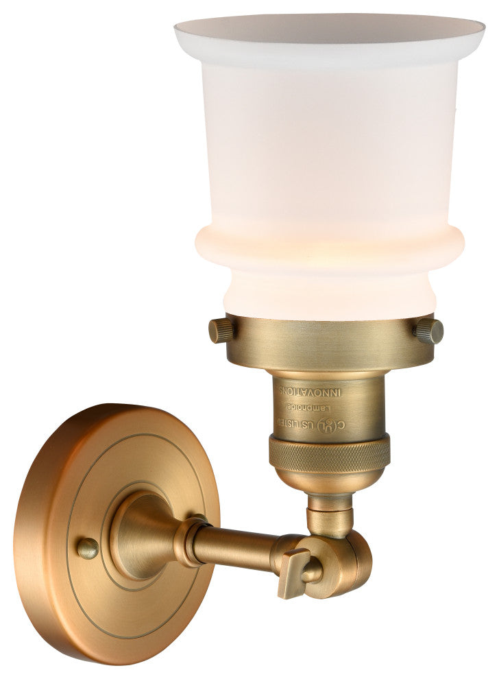 Small Canton 1-Light Sconce, Brushed Brass, Matte White