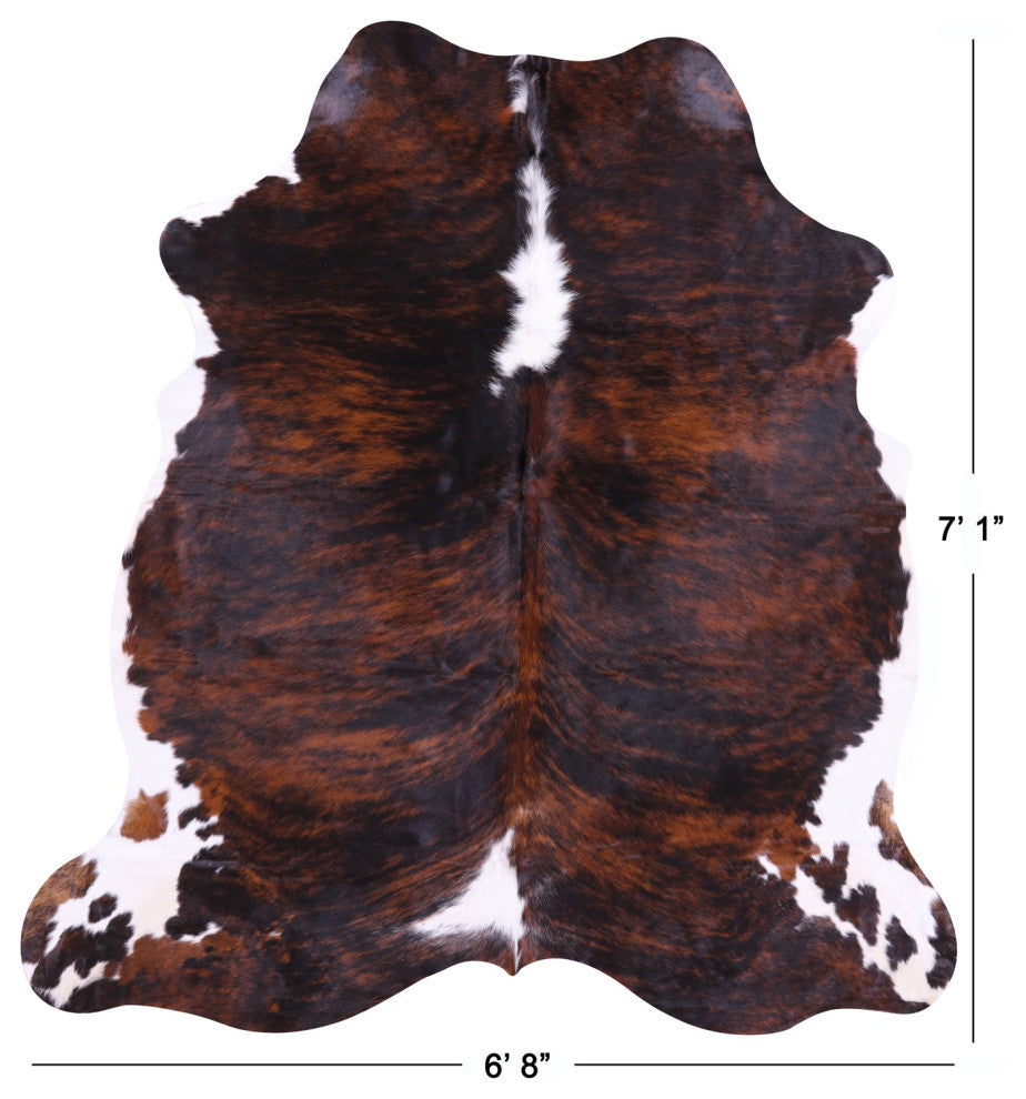 7' 1" X 6' 8" Brindle Natural Cowhide Rug C2245