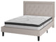 Roxbury Tufted Upholstered Platform Bed -10 Inch Foam & Pocket Spring Mattress, Beige, Queen