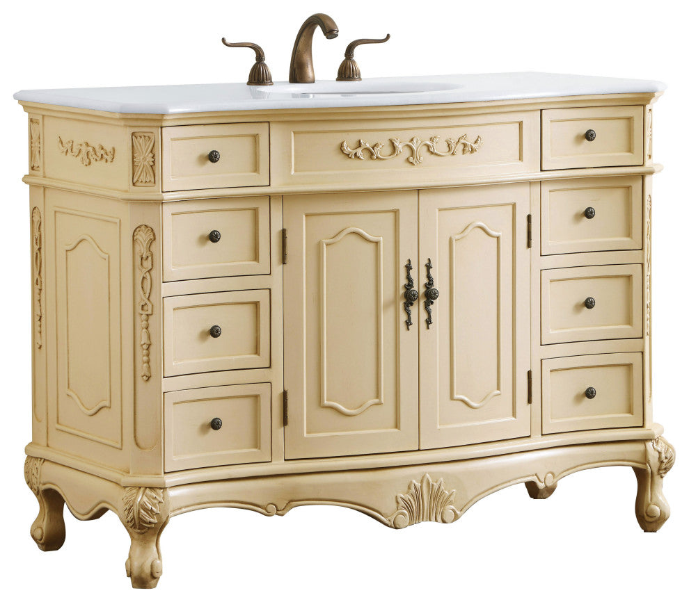 Bathroom Vanity, Light Antique Beige, 48", Single Sink