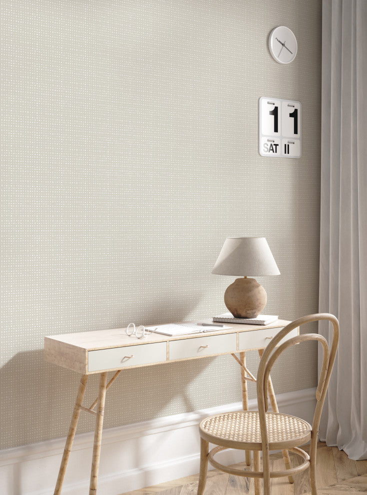 Burlap Hash Pattern Peel and Stick Vinyl Wallpaper, Light Grey, 24"w X 60"h