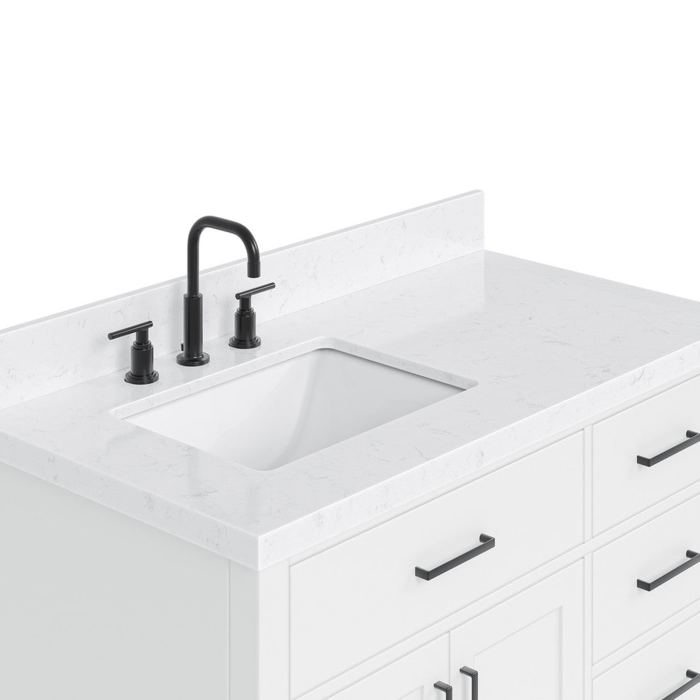 Ariel Hepburn 42" Single Rectangle Sink Vanity, Carrara Quartz