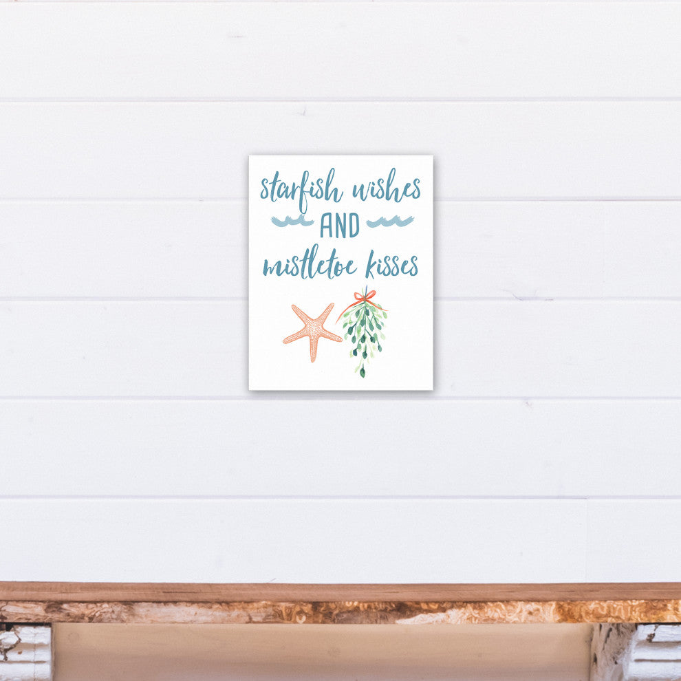 Starfish Wishes and Mistletoe Kisses 11x14 Canvas Wall Art