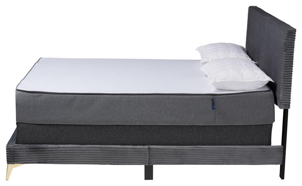 Liberty Velvet Queen Size Panel Bed, Gray