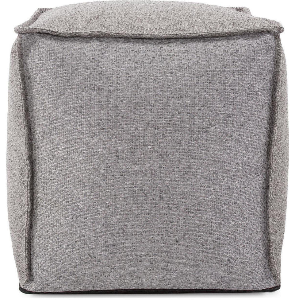 Stylish Panama Pouf, Gray Stone Fabric