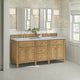 Lorelai 72" Double Vanity, Light Natural Oak, 3 CM Carrara White Marble Top