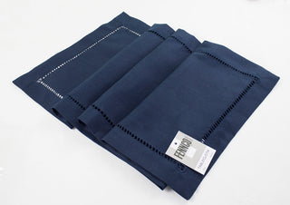 Stylish Solid Color with Hemstitched Border Table Runner, Navy Blue, 14"x90"