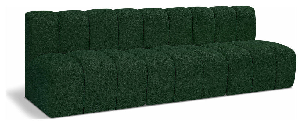 Arc Boucle Fabric Upholstered 3-Pc. Modular Sofa, Green