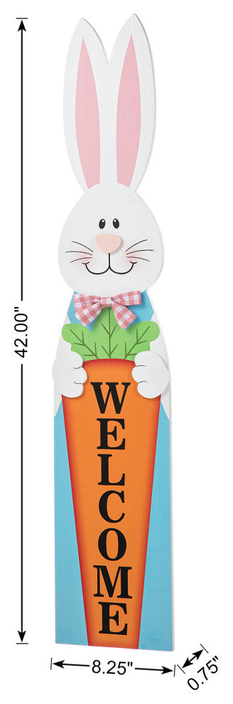 42"œH Easter Wooden Bunny Welcome Porch Sign