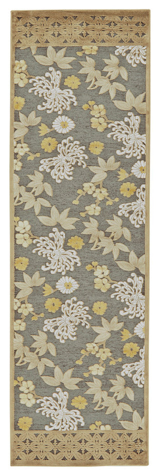 Weave & Wander Grayton Rug, Pewter/Dark Green, 2'6"x8' Runner