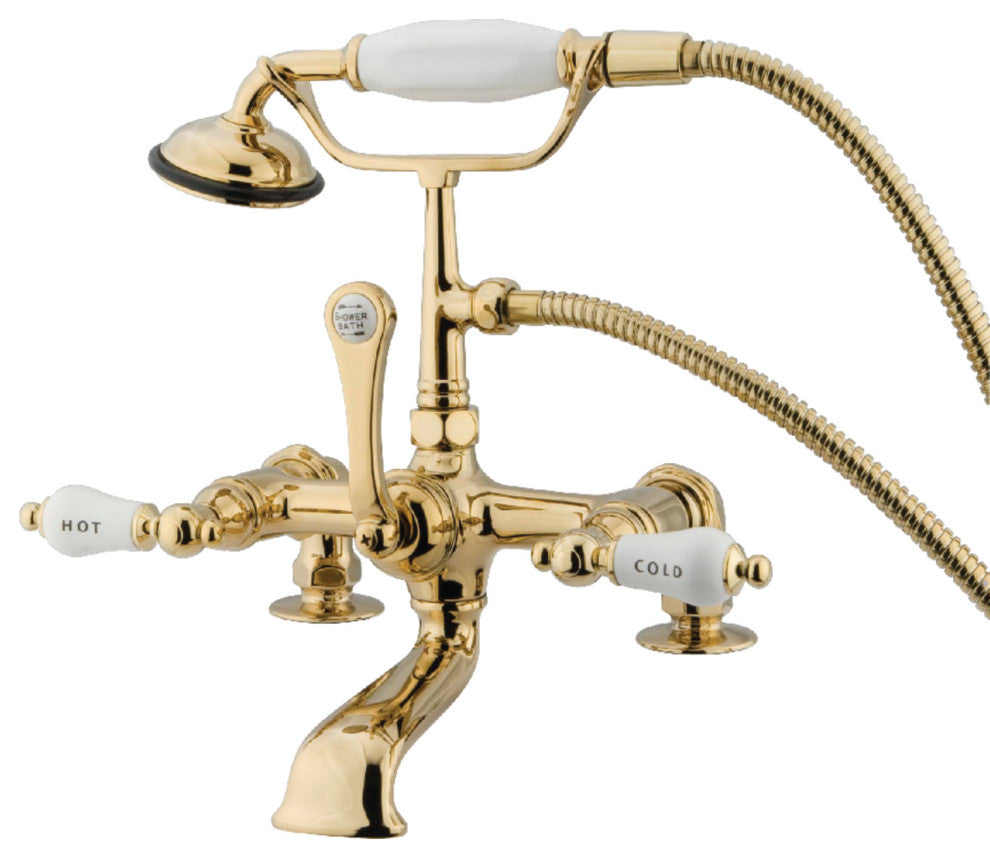 Kingston Brass 7" Deck Mount Tub Faucet, Polished Brass
