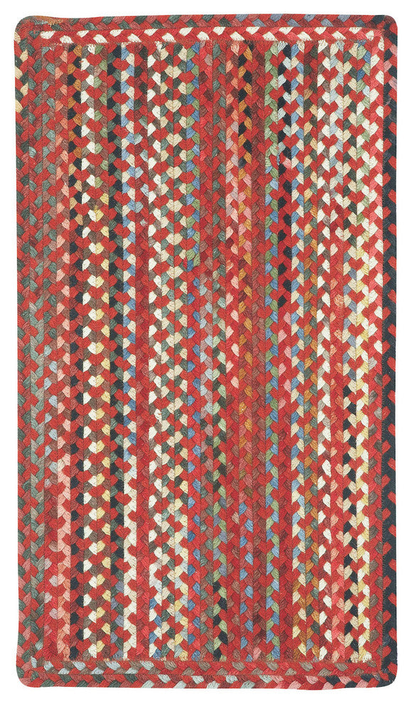 St. Johnsbury Vertical Stripe Braided Rectangle Rug, Medium Red, 2'3"x4'