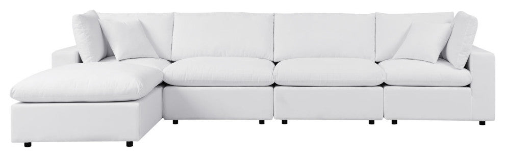 Modular Lounge Sectional Deep Sofa Chair Set, Sunbrella, White, Modern, Outdoor