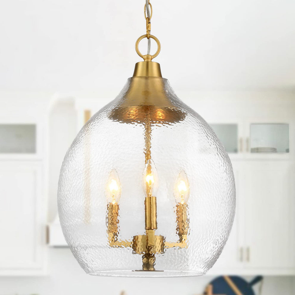 3 Light Globe Glass Pendant Light Gold Hanging Lamp