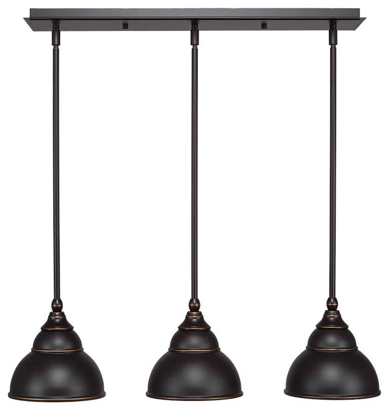 3-Light Mini Pendant, Dark Granite, 7" Dark Granite Double Bubble Metal Shade