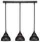 3-Light Mini Pendant, Dark Granite, 7" Dark Granite Double Bubble Metal Shade