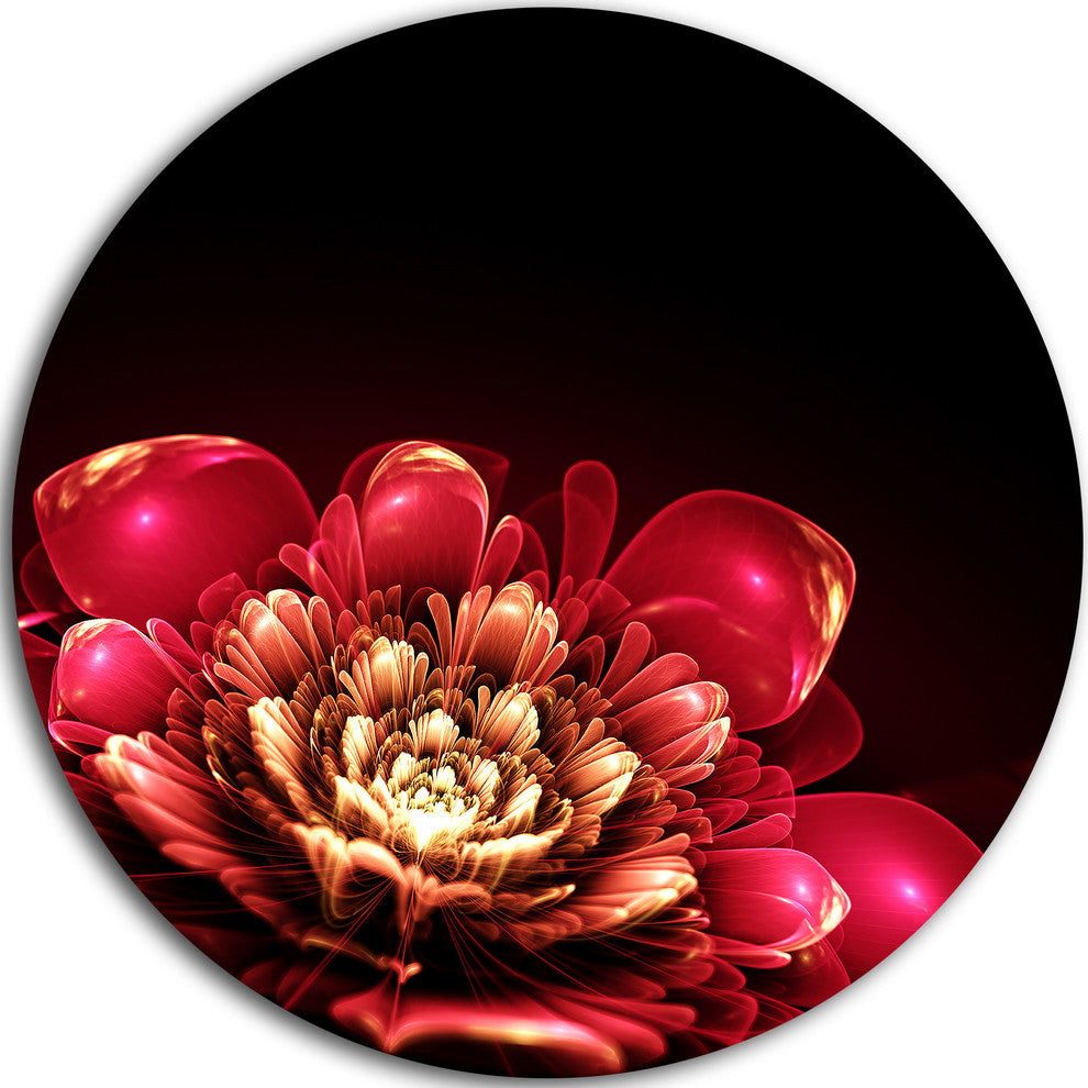 Fractal Pink Flower, Floral Digital Art Round Wall Art, 11"