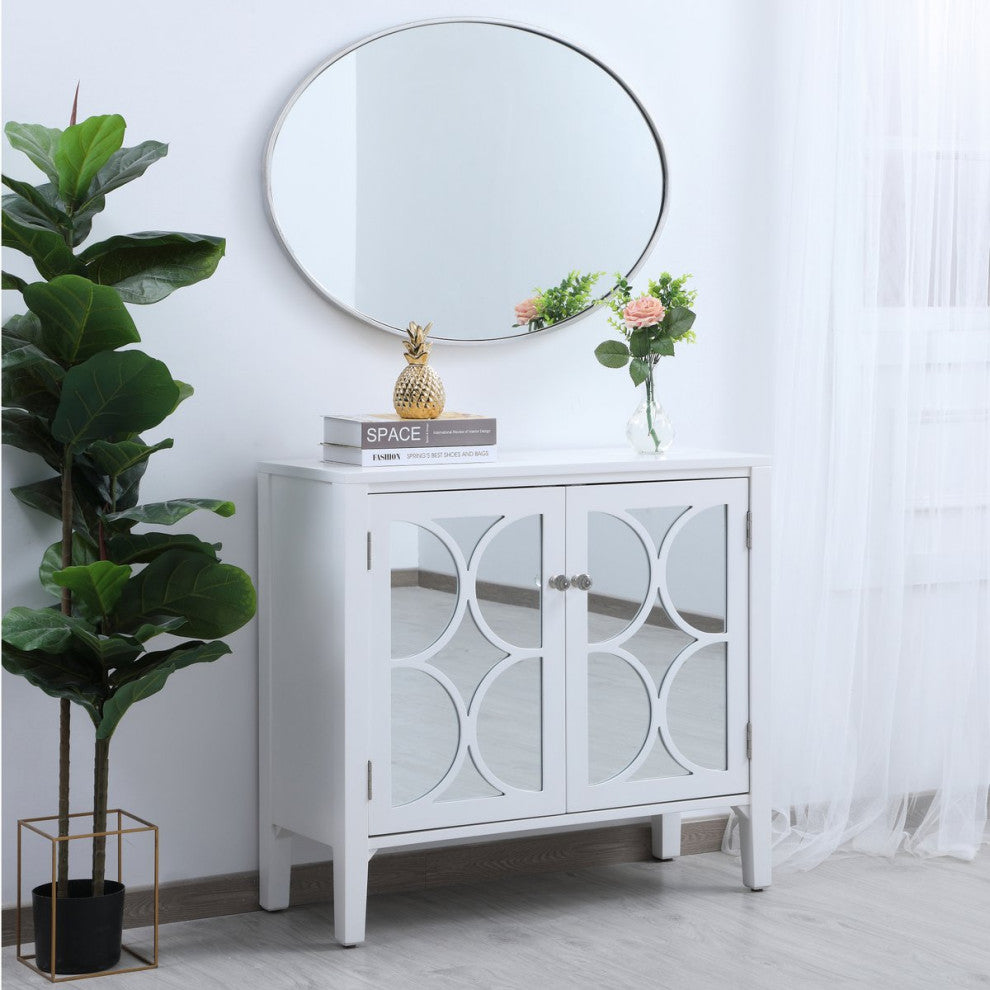 Elegant Decor Eternity 24" x 34" Oval Contemporary Metal Frame Mirror in Silver