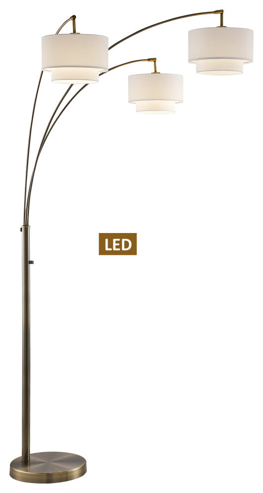 Lumiere III 83" LED Double Shade Arched Floor Lamp With Dimmer