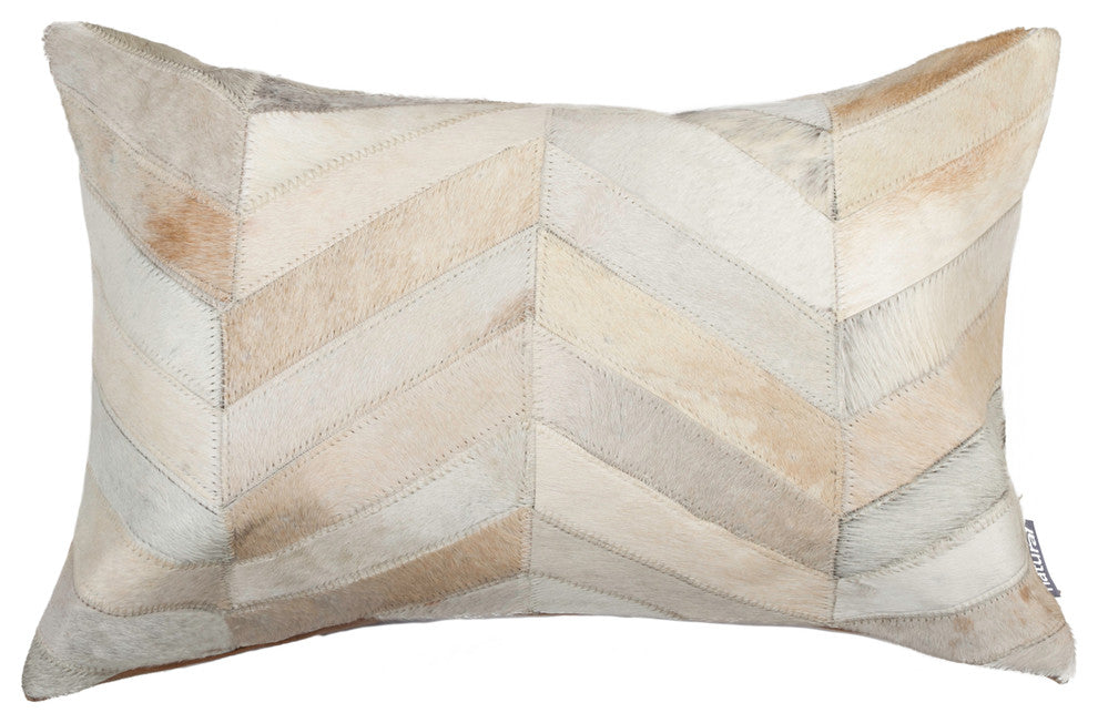 Torino Chevron Pillow, Natural, 12"x20"