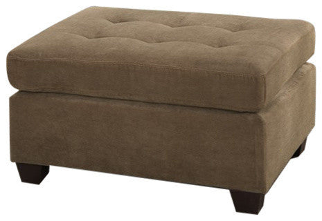 Cocktail Ottoman In Light Brown Waffle Suede Fabric