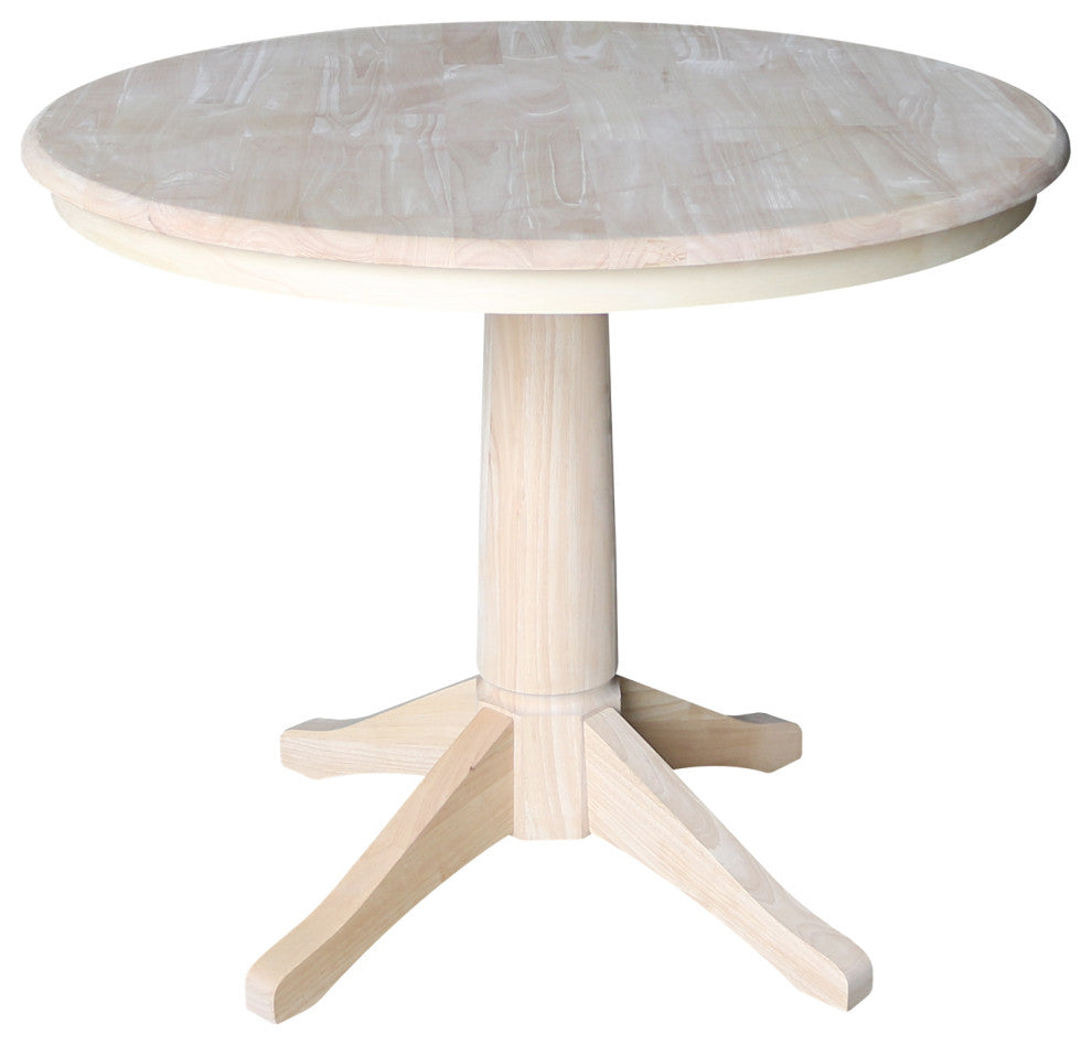 Round Top Pedestal Table, Unfinished, 36"ch Round