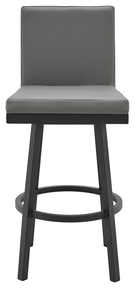 Gem Swivel Modern Metal and Gray Faux Leather Bar and Counter Stool