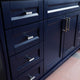 61" Single Sink Vanity, Blue Finish And Black Galaxy Granite