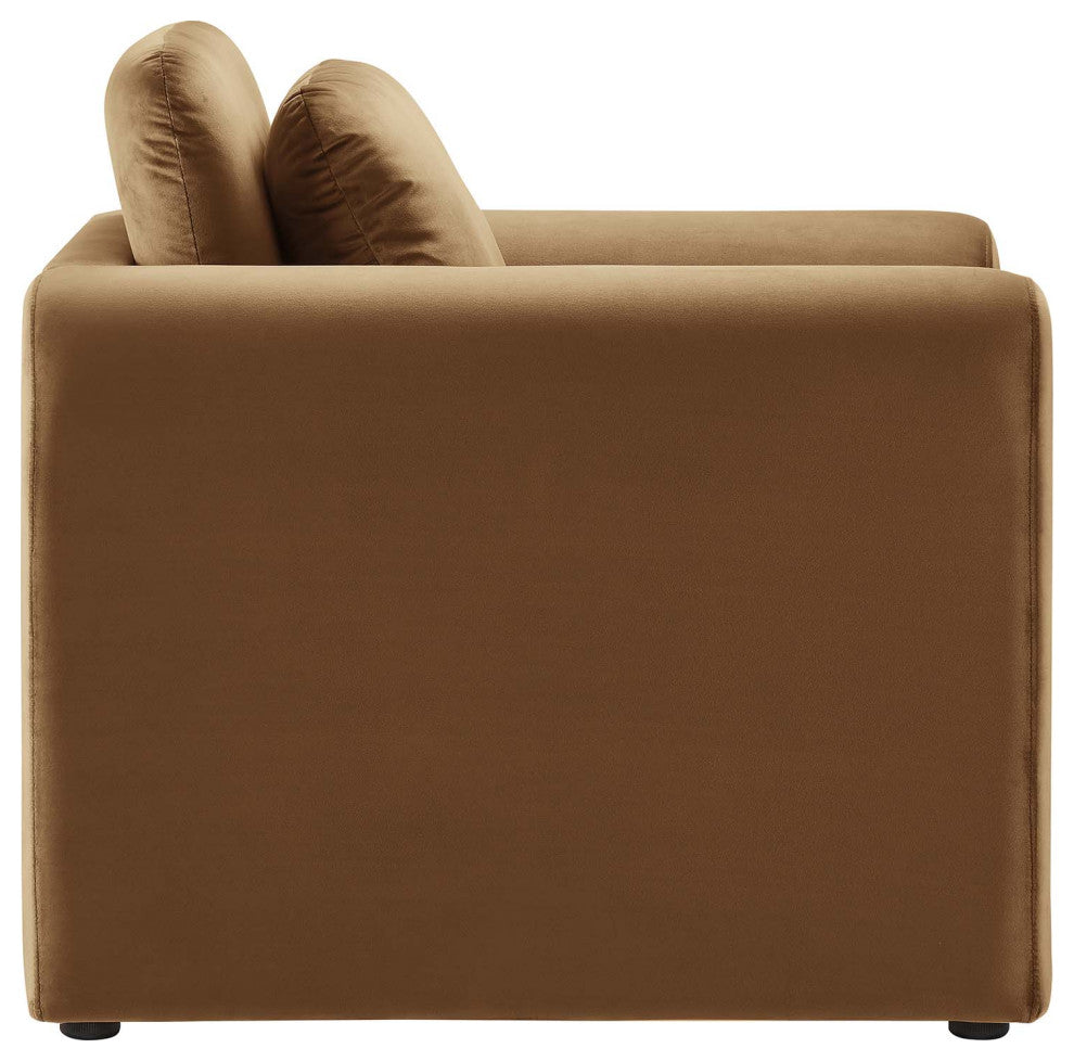 Waverly Performance Velvet Armchair - Brown