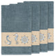 Linum Home Textiles Easton Embellished, Teal, Bath Towel, 4-Piece Set