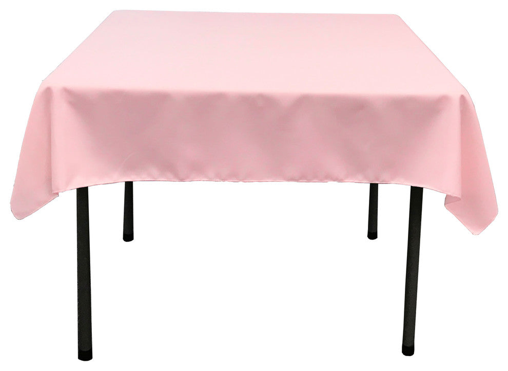 LA Linen Square Polyester Poplin Tablecloth, Light Pink, 58"x58"