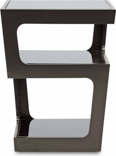 Baxton Studio Clara Black Modern End Table With 3, Tiered Glass Shelves