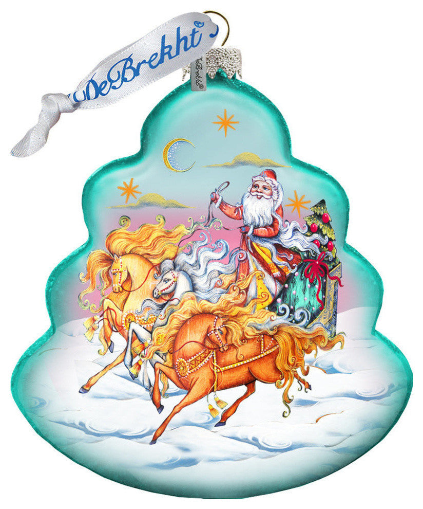 Hand Painted Troika Tree Glass Scenic Ornament